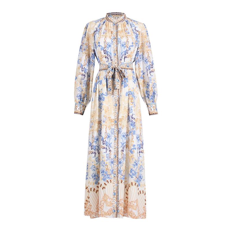 Multi printed V-neck gentle dress