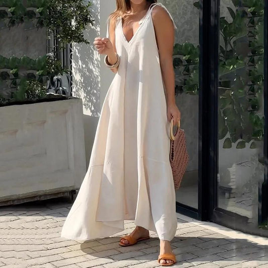 Sleeveless V Neck Loose Dress