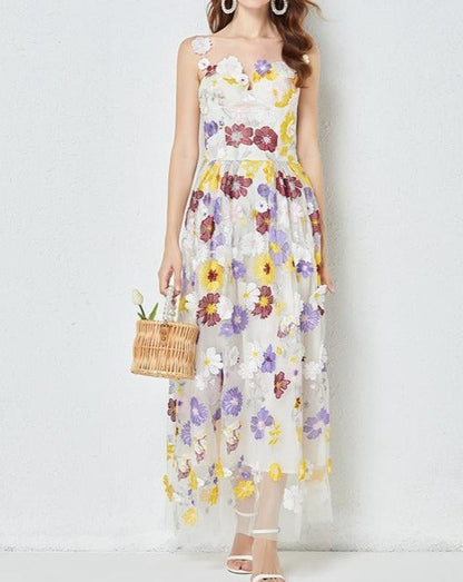 Embroidered floral camisole dress