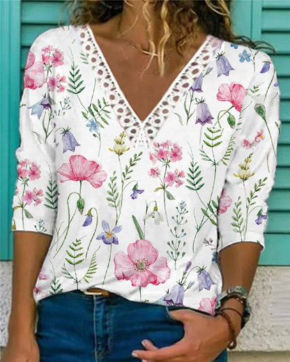 Chic Print Long Sleeve Top