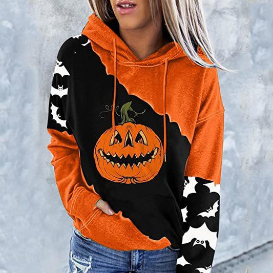 Halloween Pumpkin Print Hoodie