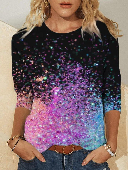 Crewneck Oversized Gradient Print T-Shirt