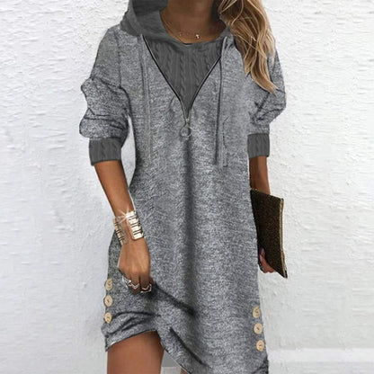 Basic Long Sleeve Hoodie Mini Dress