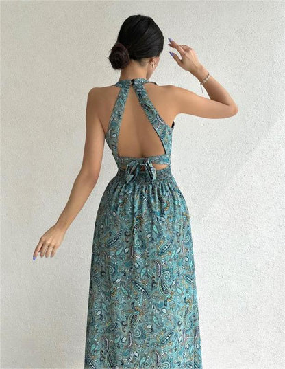 Lace Halterneck Backless Dress