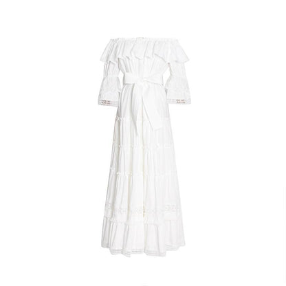 Bubble sleeve short sleeve ruffle dress