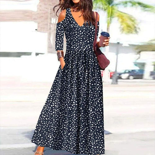 Stunning V-Neck Print Maxi Dress