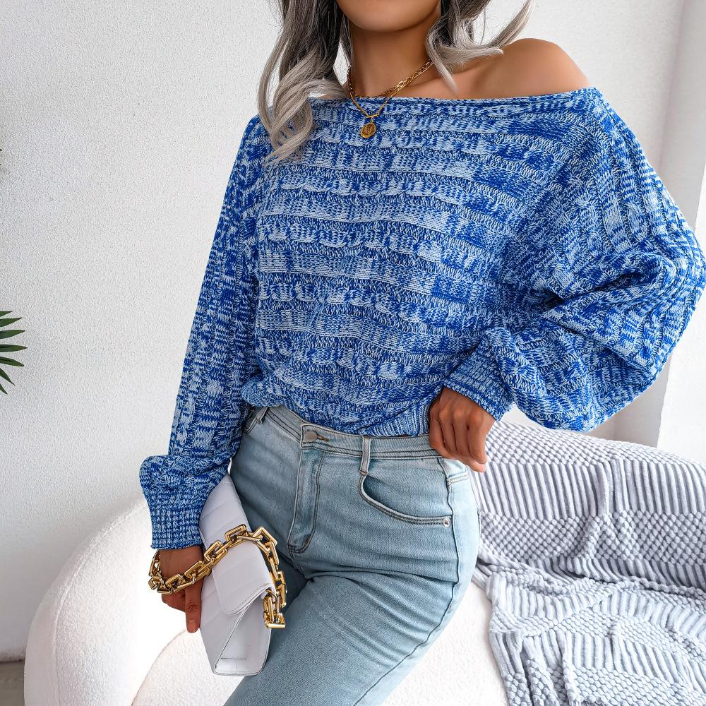 Off Shoulder Long Sleeve Knitted Sweater