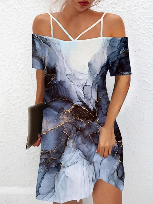 Chic Off Shoulder Sexy Print Dress