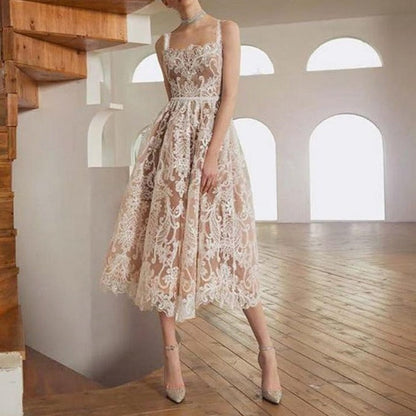 Luxury Patchwork Lace Embroidery Midi Dress