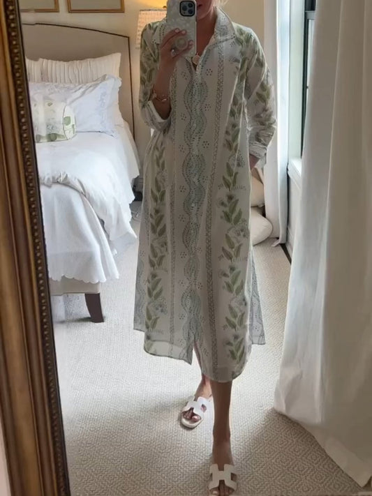 Green Leaf Shirt Dress