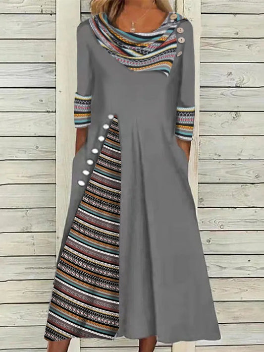 Clorful Pile Collar Dress