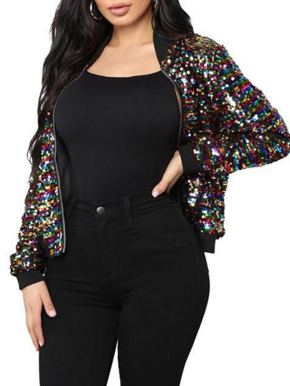 Sequin Short Zip Jacket